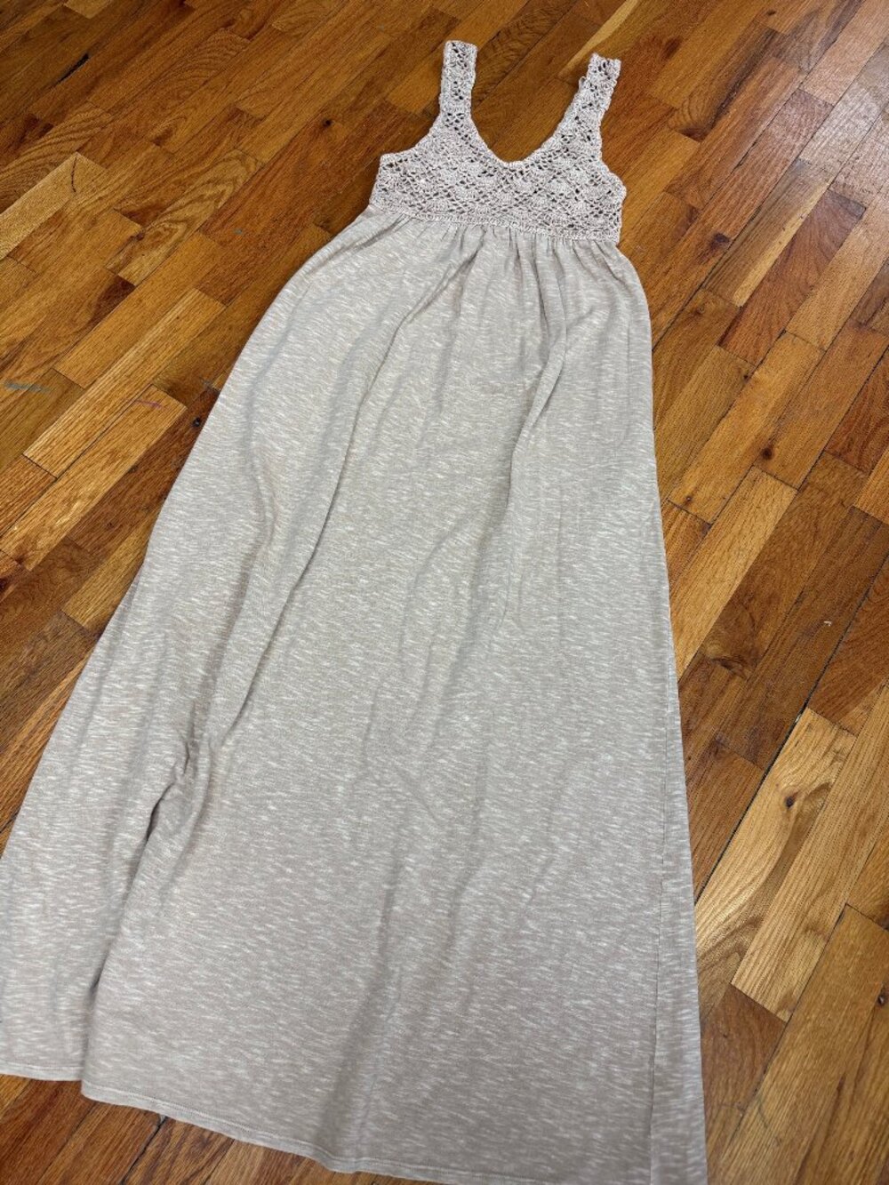 Aerie Crochet Lace Bodice Maxi Dress – Beige/Tan – Boho NWOT